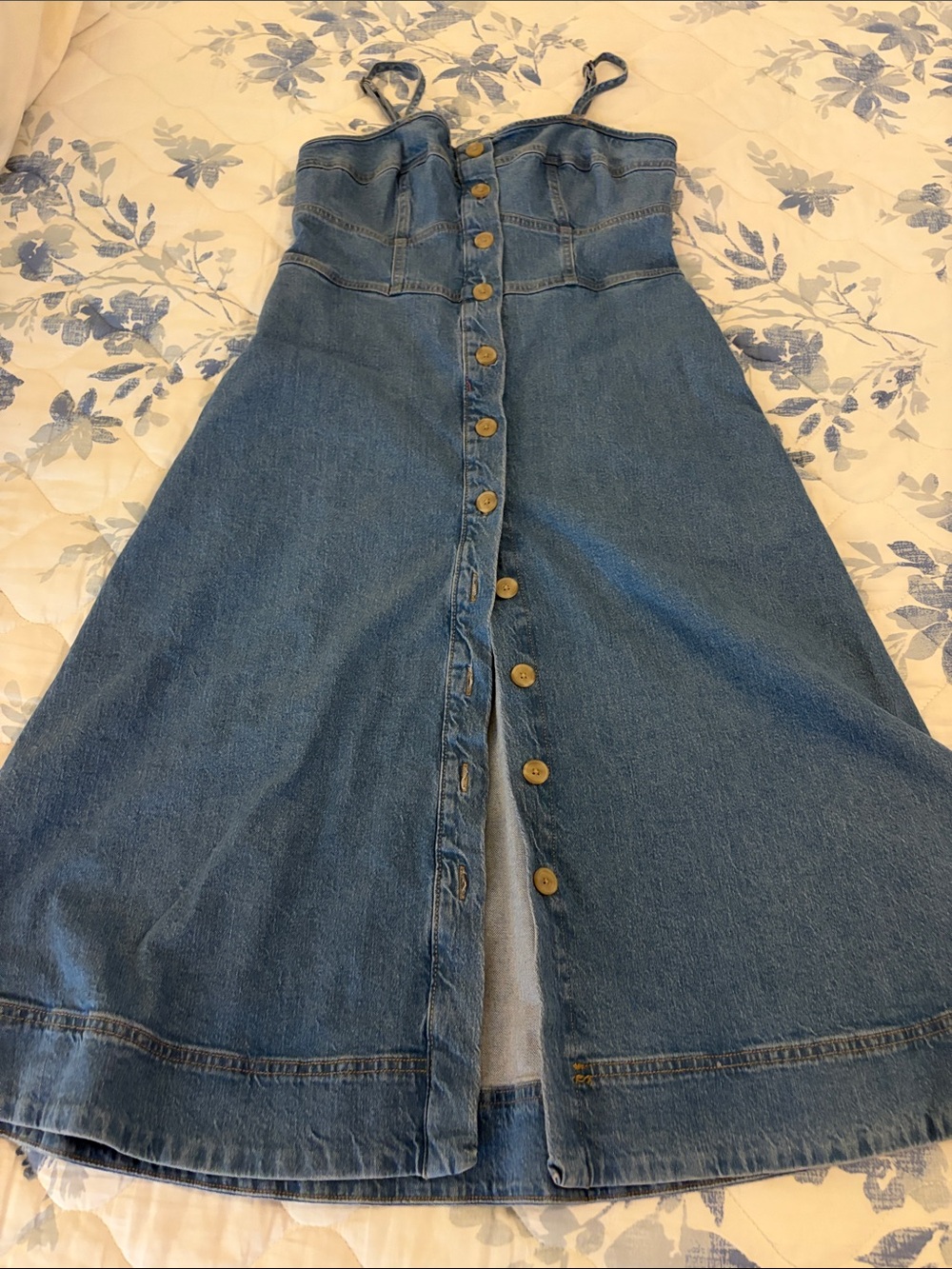 Universal Thread Blue Denim Button-Front Midi Dress